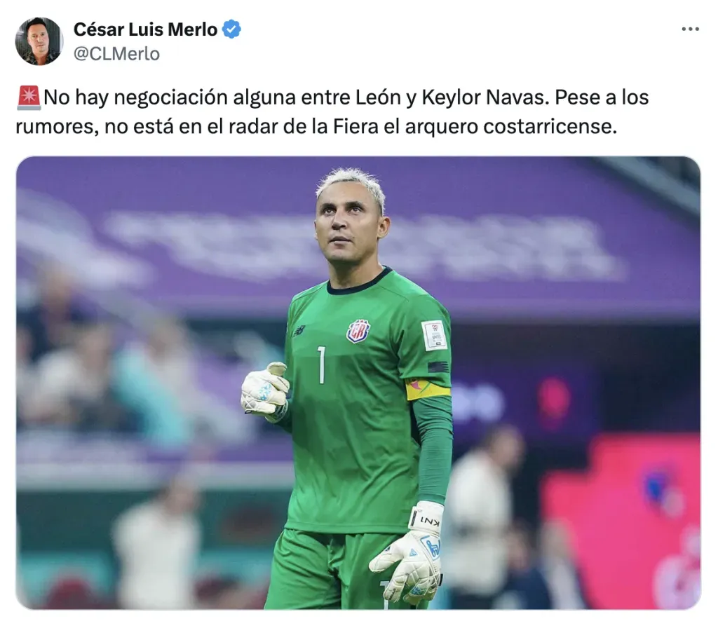 Keylor Navas suena para llegar a los Esmeraldas del León.