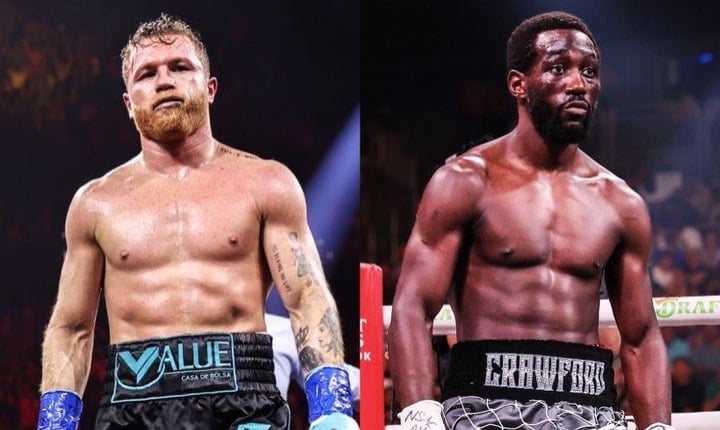 CANELO ÁLVAREZ A LA IZQUIERDA Y TERENCE CRAWFORD A LA DERECHA