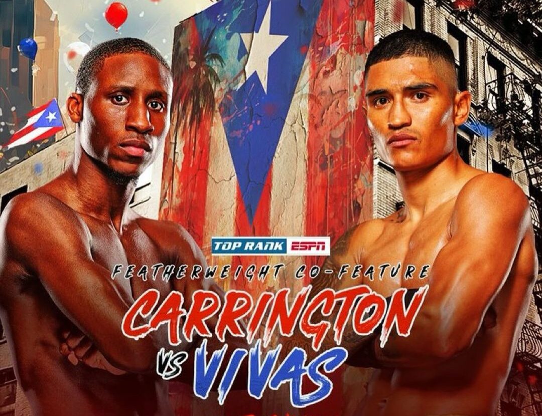 FLYER DE LA PELEA ENTRE BRUCE CARRINGTON Y ENRIQUE VIVAS