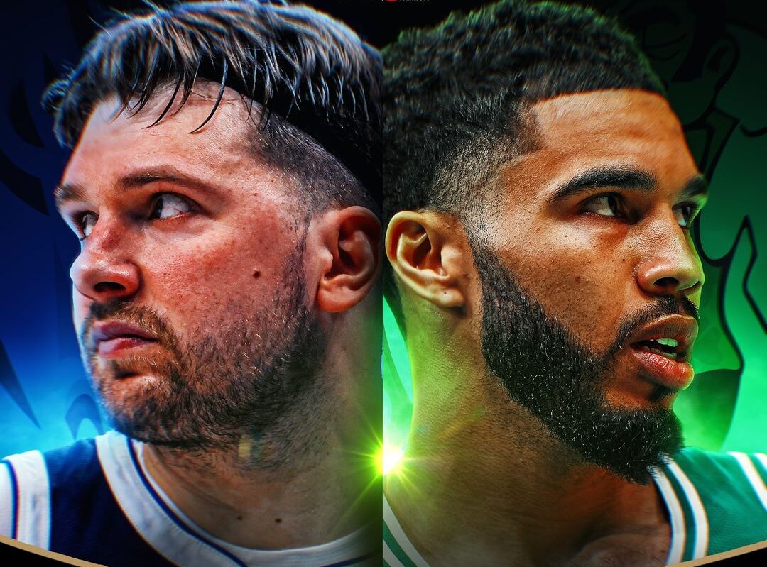 LUKA DONCIC DE LOS MAVERICKS A LA IZQUIERDA Y JAYSON TATUM DE LOS CELTICS A LA DERECHA