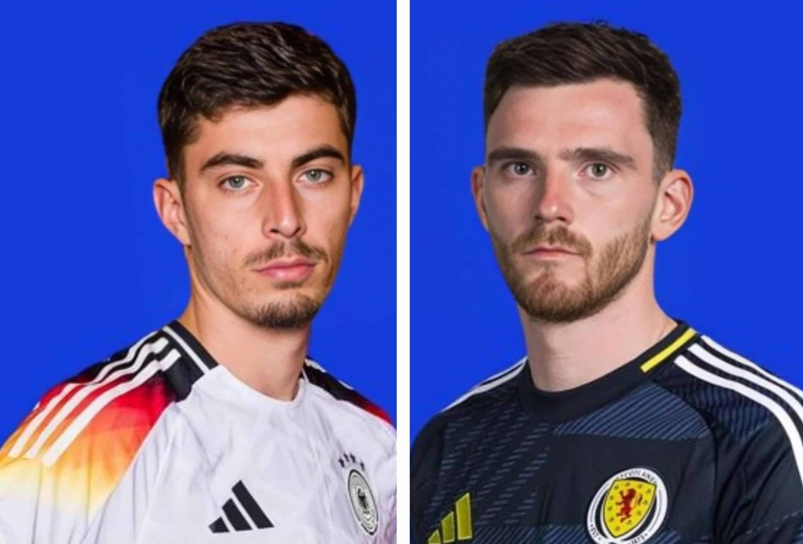 KAI HAVERTZ DE ALEMANIA A LA IZQUIERDA Y ANDREW ROBERTSON A LA DERECHA DE ESCOCIA