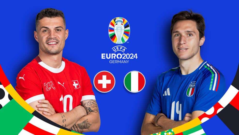 FLYER DEL PARTIDO DE SUIZA VS ITALIA EN OCTAVOS DE FINAL DE LA EUROCOPA 2024