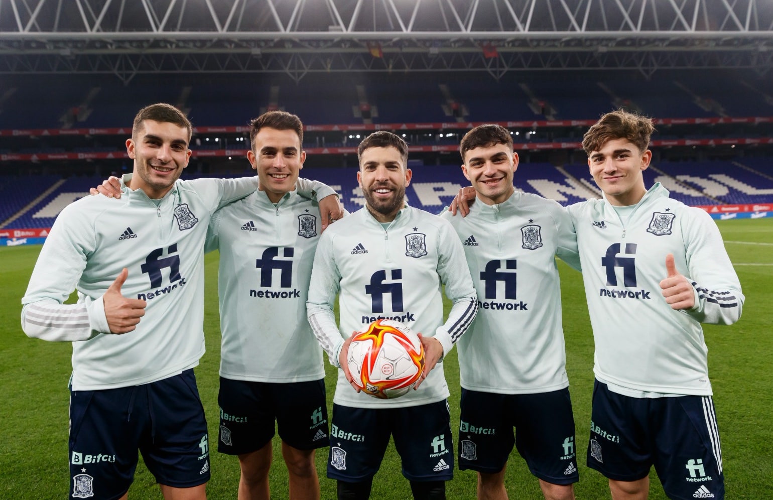 Jugadores de España previo al amistoso ante Andorra.