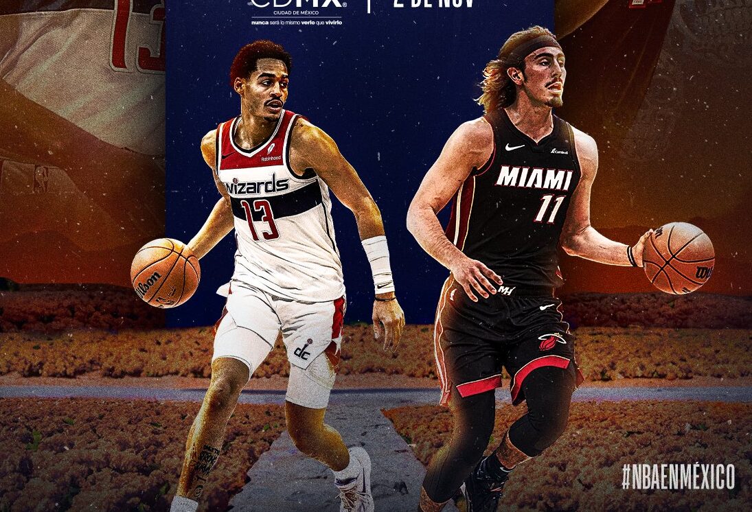 JORDAN POOLE A LA IZQUIERDA DE LOS WIZARDS Y JAIME JÁQUEZ JR A LA DERECHA DEL HEAT