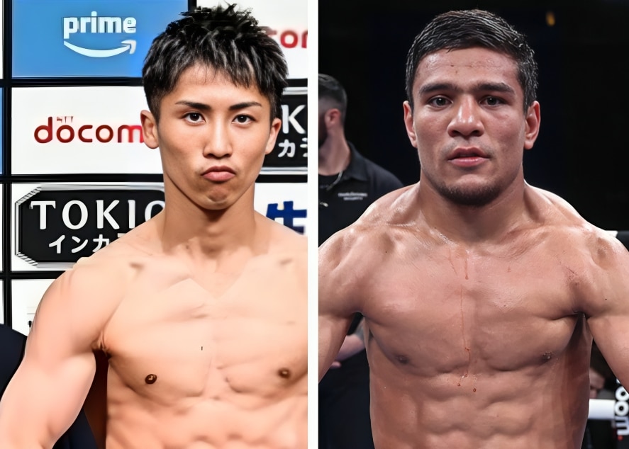 NAOYA INOUE A LA IZQUIERDA Y MURODJON AKHMADALIEV A LA DERECHA