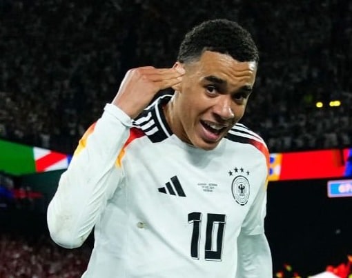 Musiala festeja su gol ante Dinamarca en octavos.