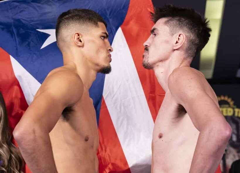 XANDER ZAYAS A LA IZQUIERDA, Y PATRICK TEIXEIRA A LA DERECHA, CARA A CARA TRAS EL PESAJE