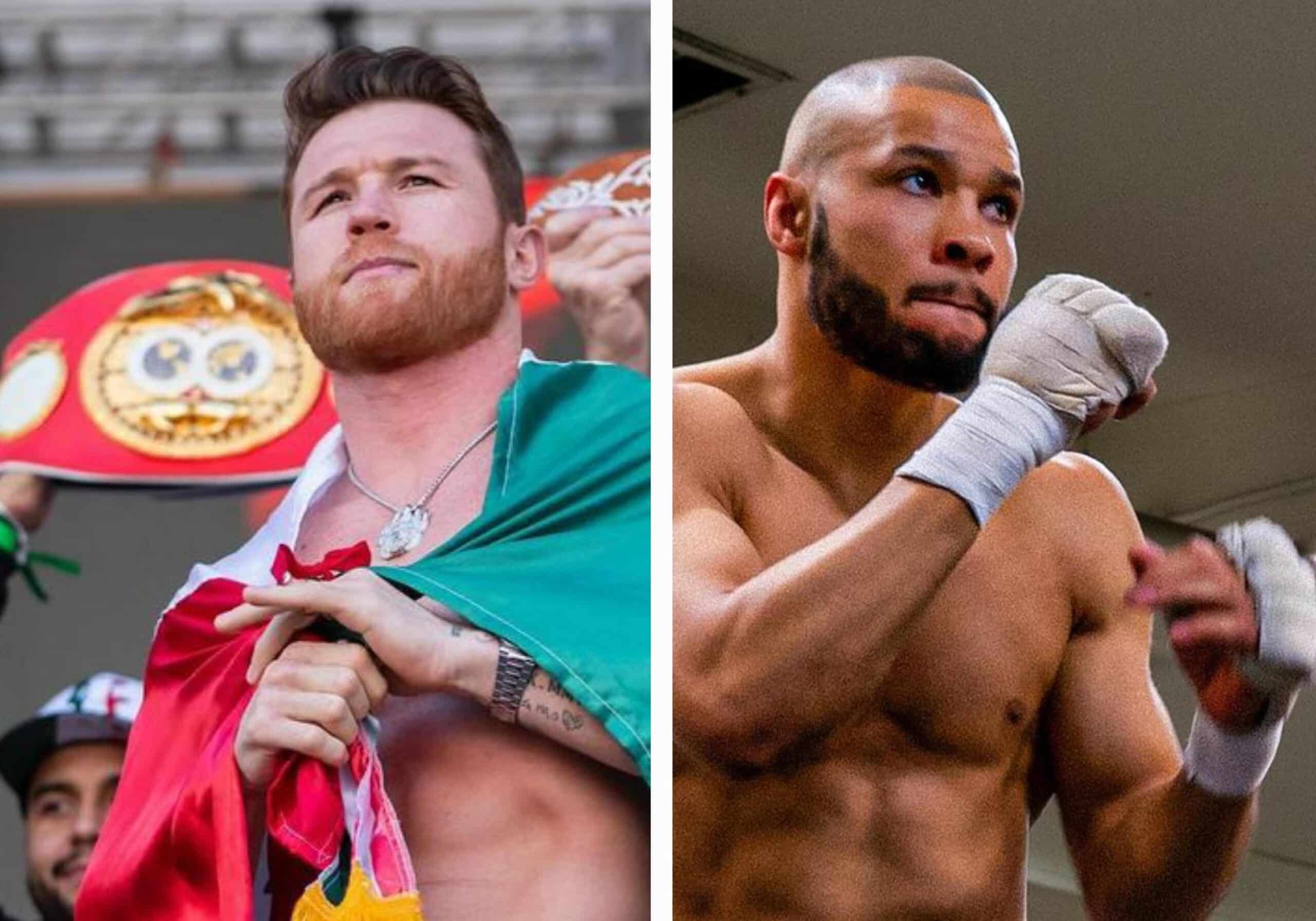 CANELO ÁLVAREZ A LA IZQUIERDA Y CHRIS EUBANK JR A LA DERECHA