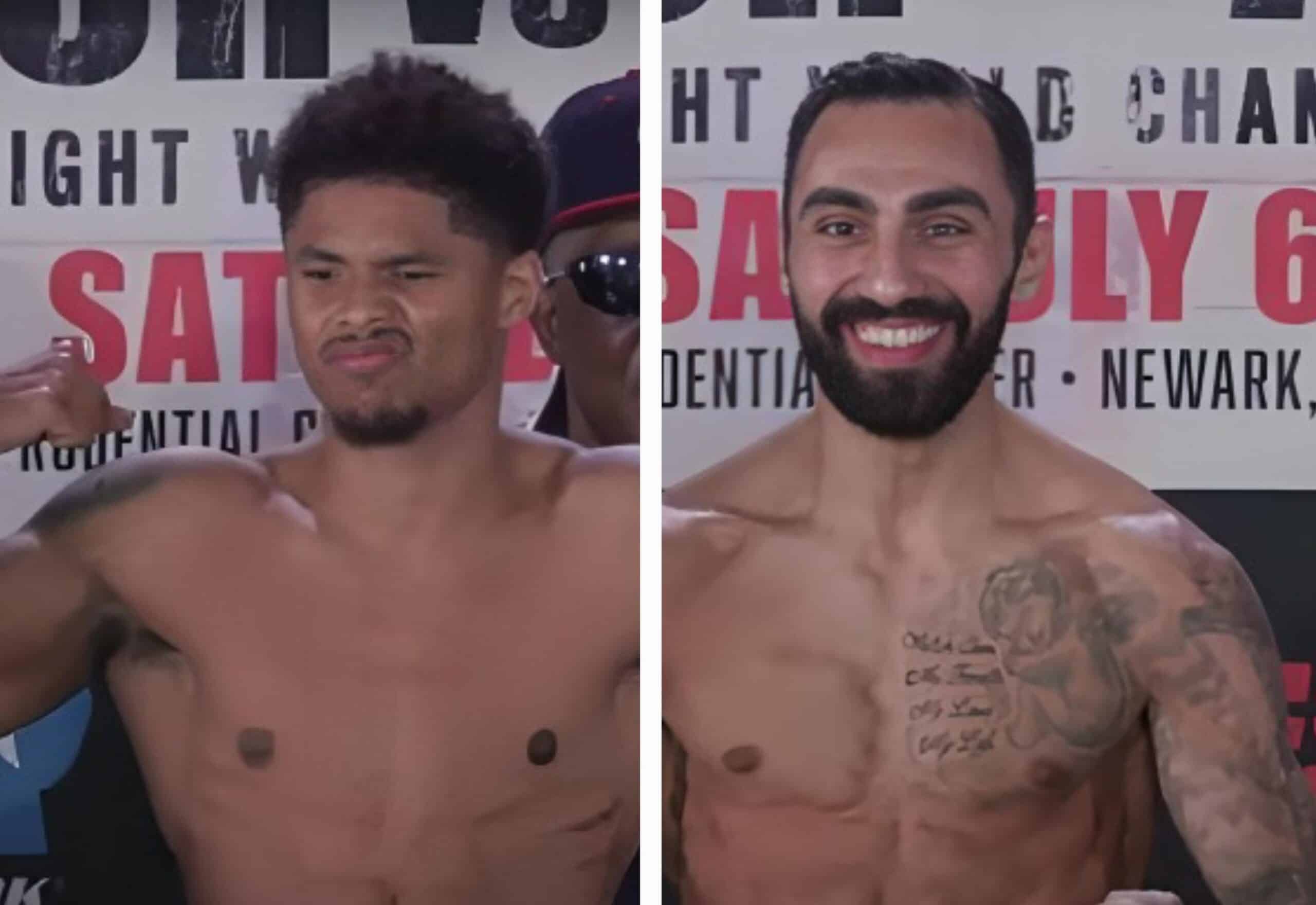 SHAKUR STEVENSON A LA IZQUIERDA Y A LA DERECHA ARTEM HARUTYUNYAN