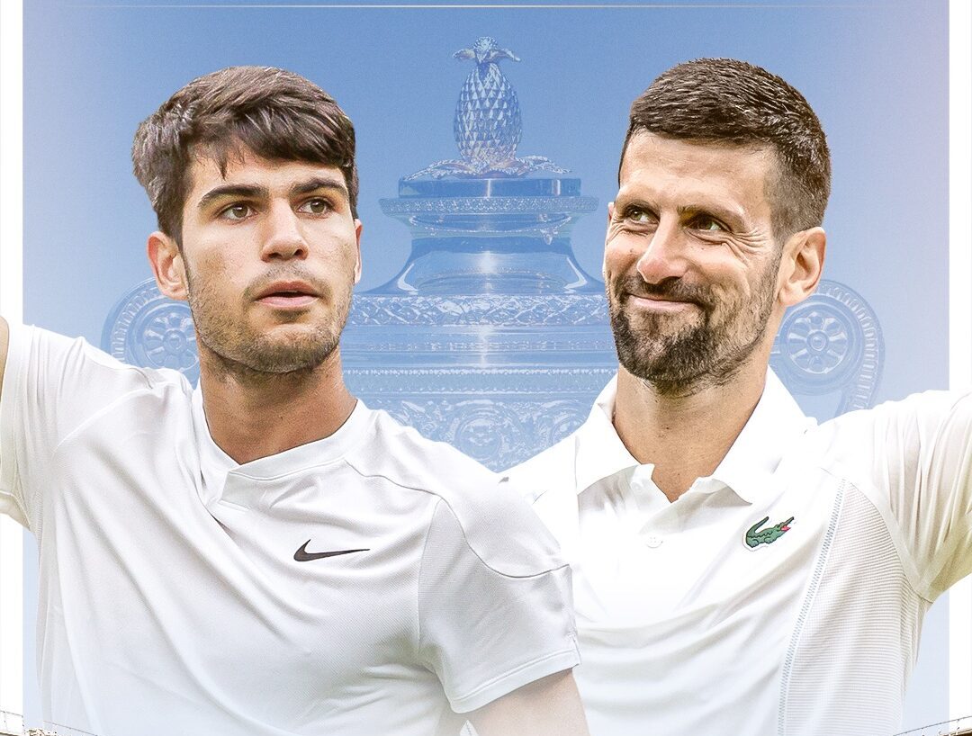 CARLOS ALCARAZ A LA IZQUIERDA Y NOVAK DJOKOVIC A LA DEERCHA