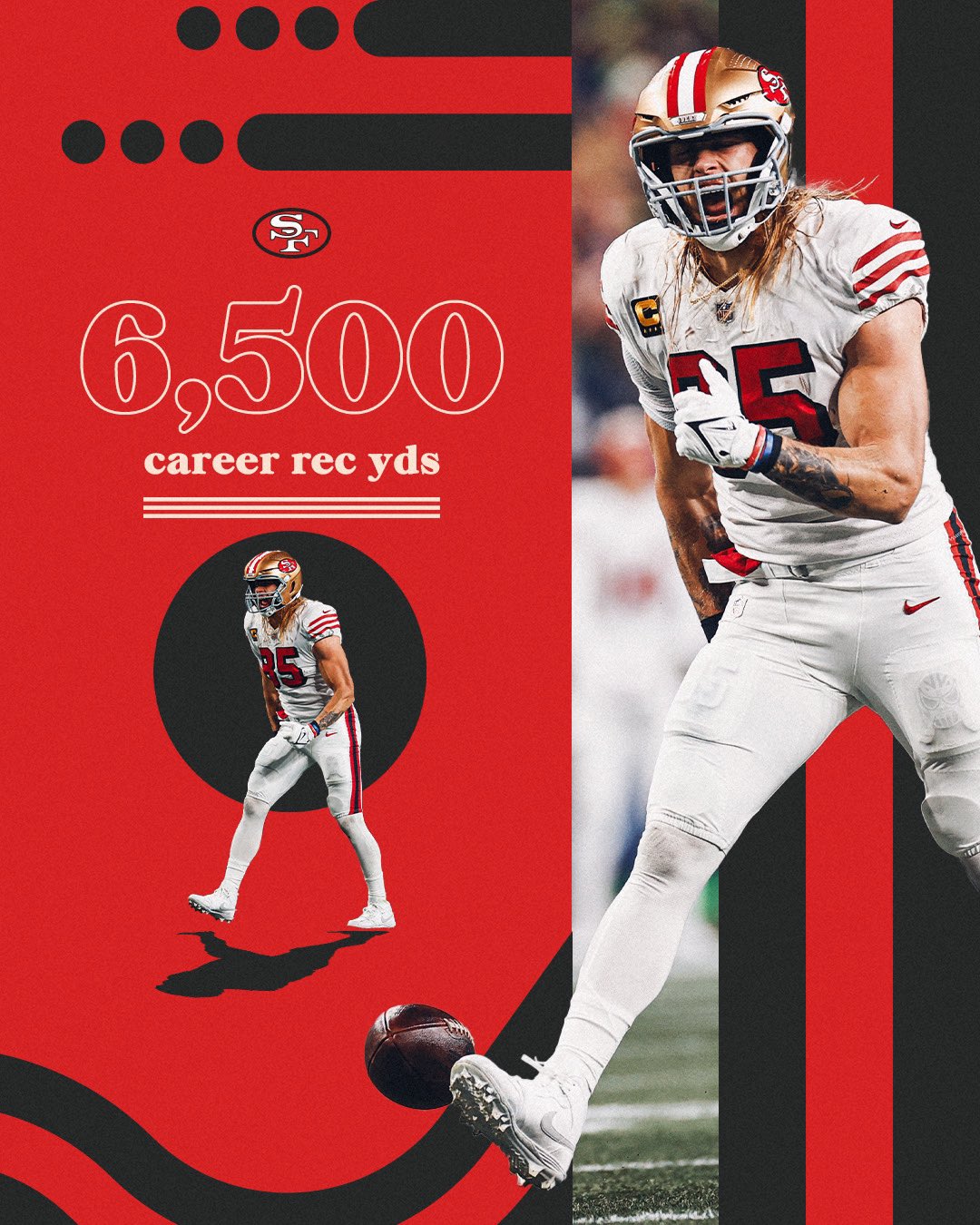 El tight end George Kittle hace historia este jueves en la Semana 6.