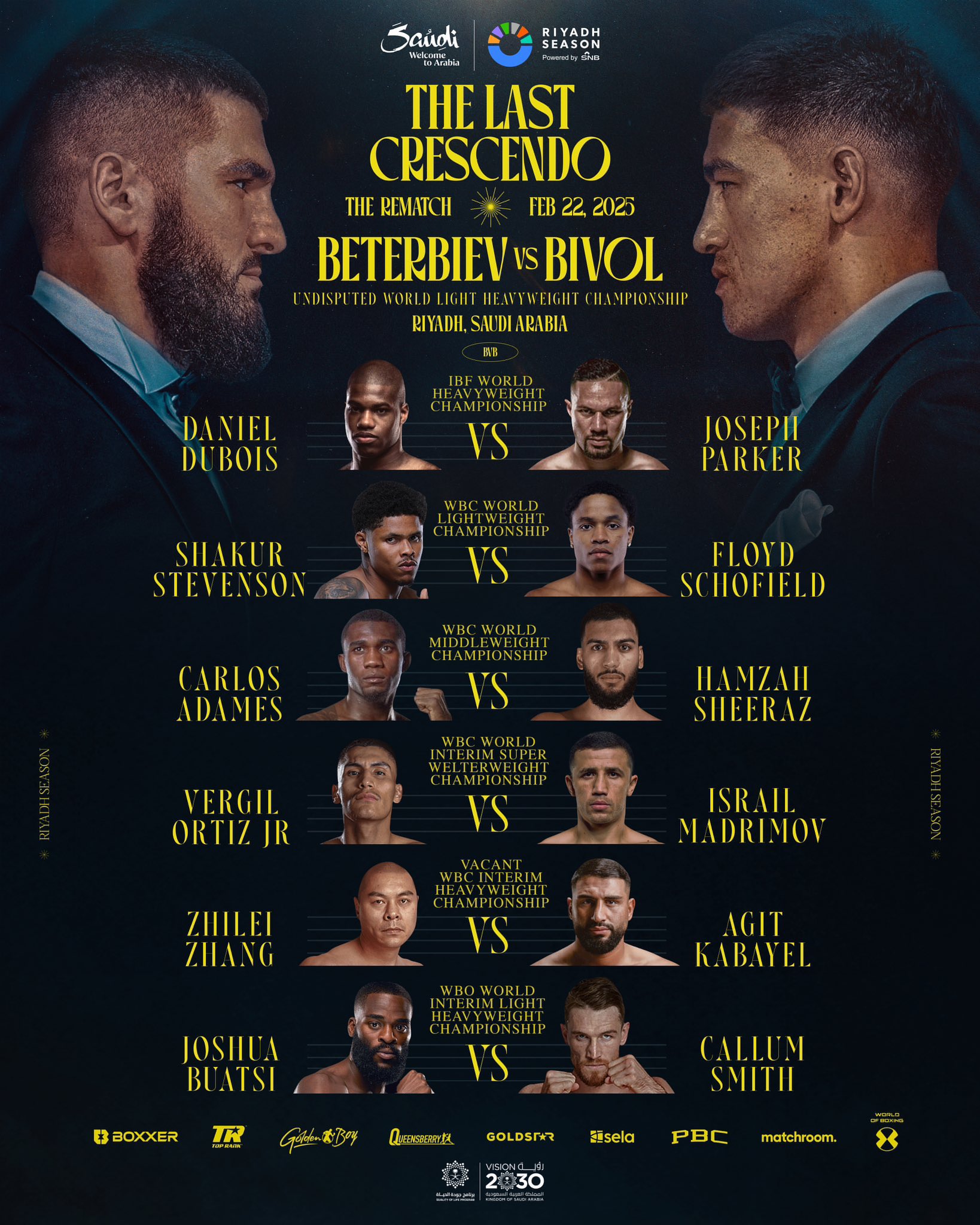 La revancha entre Artur Beterbiev y Dmitry Bivol fue confirmada y como evento estelar para el 22 de febrero en Arabia Saudita.
