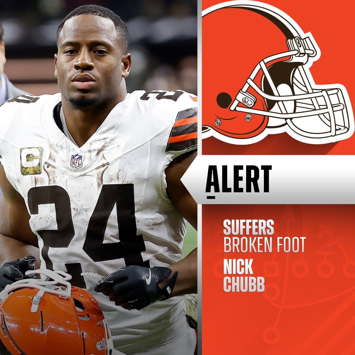 El entrenador en jefe de los Browns, Kevin Stefanski, dice que el RB Nick Chubb sufrió una fractura en el pie contra los Chiefs.