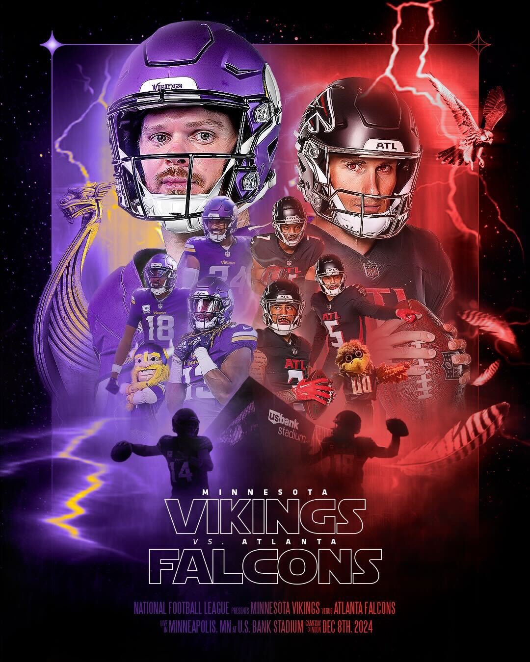 Vikings vs Falcons, este domingo en la Semana 14.