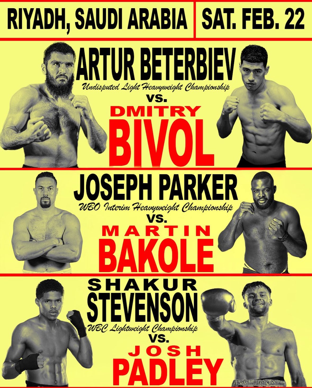 La gran cartelera de la temporada de Riad del sábado está encabezada por la revancha indiscutible de peso semipesado entre Artur Beterbiev y Dmitry Bivol.