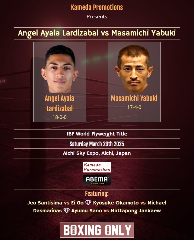 Ángel Ayala Lardizábal vs Masamichi Yabuki, el sábado en Japón.