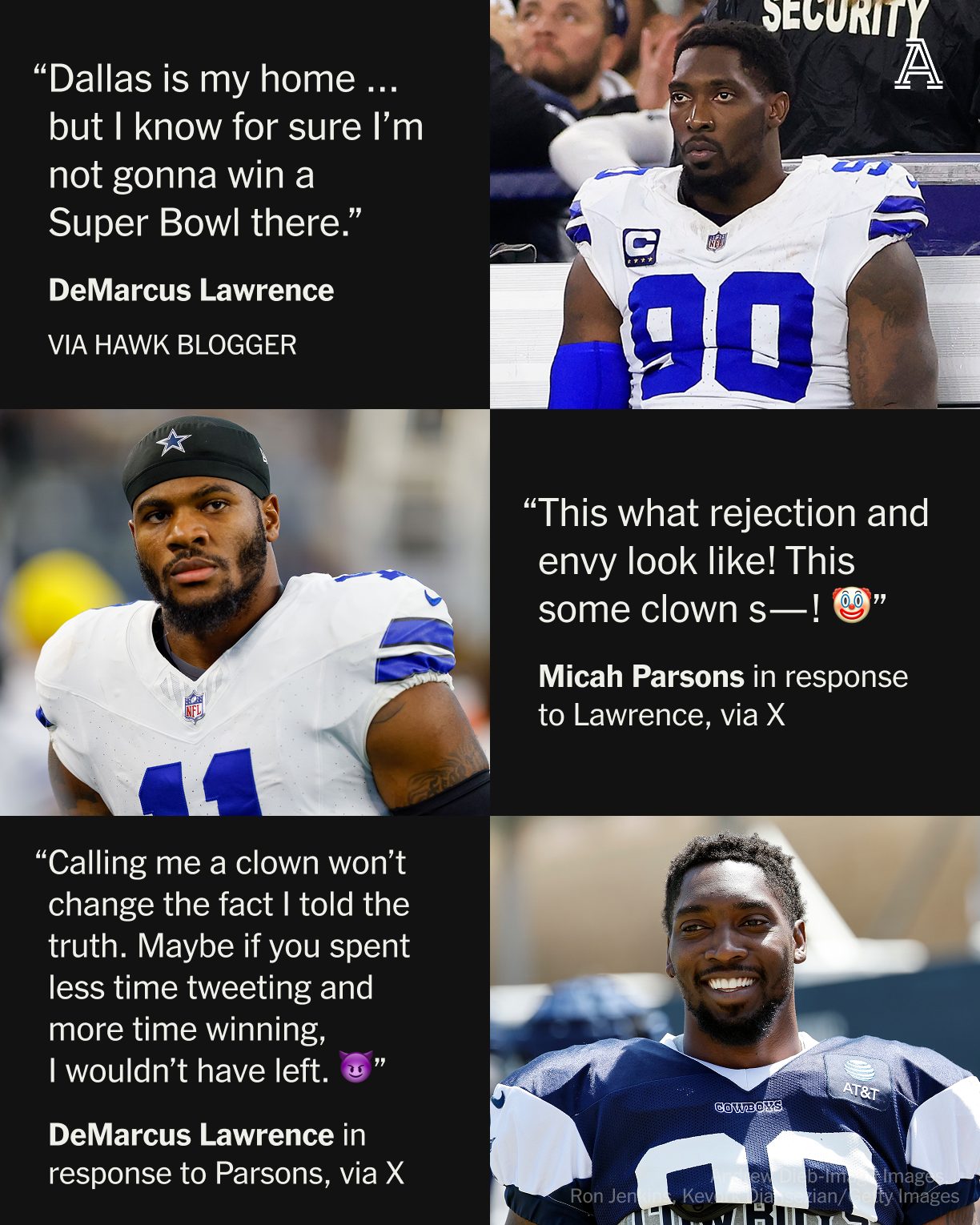 Las cosas se están poniendo calientes en línea entre los ex compañeros de equipo de los Dallas Cowboys DeMarcus Lawrence y Micah Parsons.