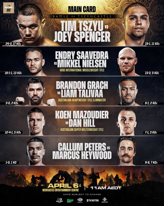 Tszyu vs Spencer, el próximo domingo 6 de abril en Newcastle, Australia.