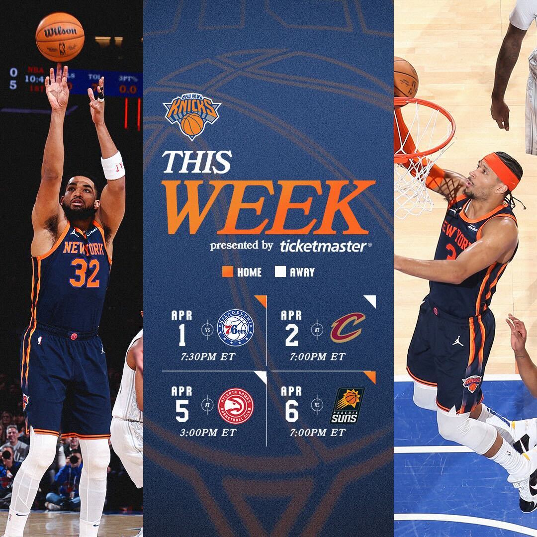 Juegos de la semana de los New York Knicks.
