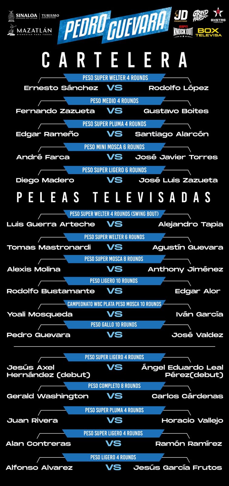 Cartelera de la función del día de hoy en Mazatlán.