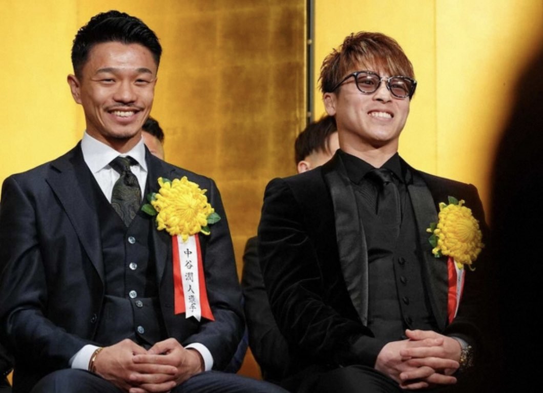 unto Nakatani y Naoya Inoue hoy en una gala organizada por la Comisión Japonesa de Boxeo.